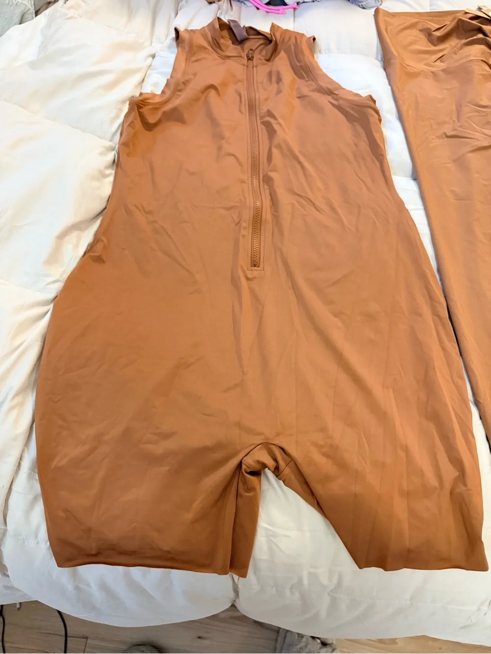 Skims Swim Set Almond Zip Up 2x & Almond Swim Skirt 4x